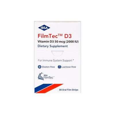 Ibsa FilmTec D3 - Dietary Supplement - 2000 IU Vitamin D3-30 Oral Dissolving Films for Immediate Release and Tolerability - Gluten-Free, Lactose-Free, Sugar-Free, Non-GMO