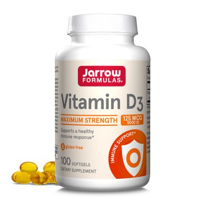 Jarrow Formulas Vitamin D3 125 mcg (5000 IU) - 100 Servings (Softgels) - Bone Health, Immune Support &amp; Calcium Metabolism Support - Vitamin D Supplement - D3 Vitamins - 5000 IU Vitamin D - Gluten Free