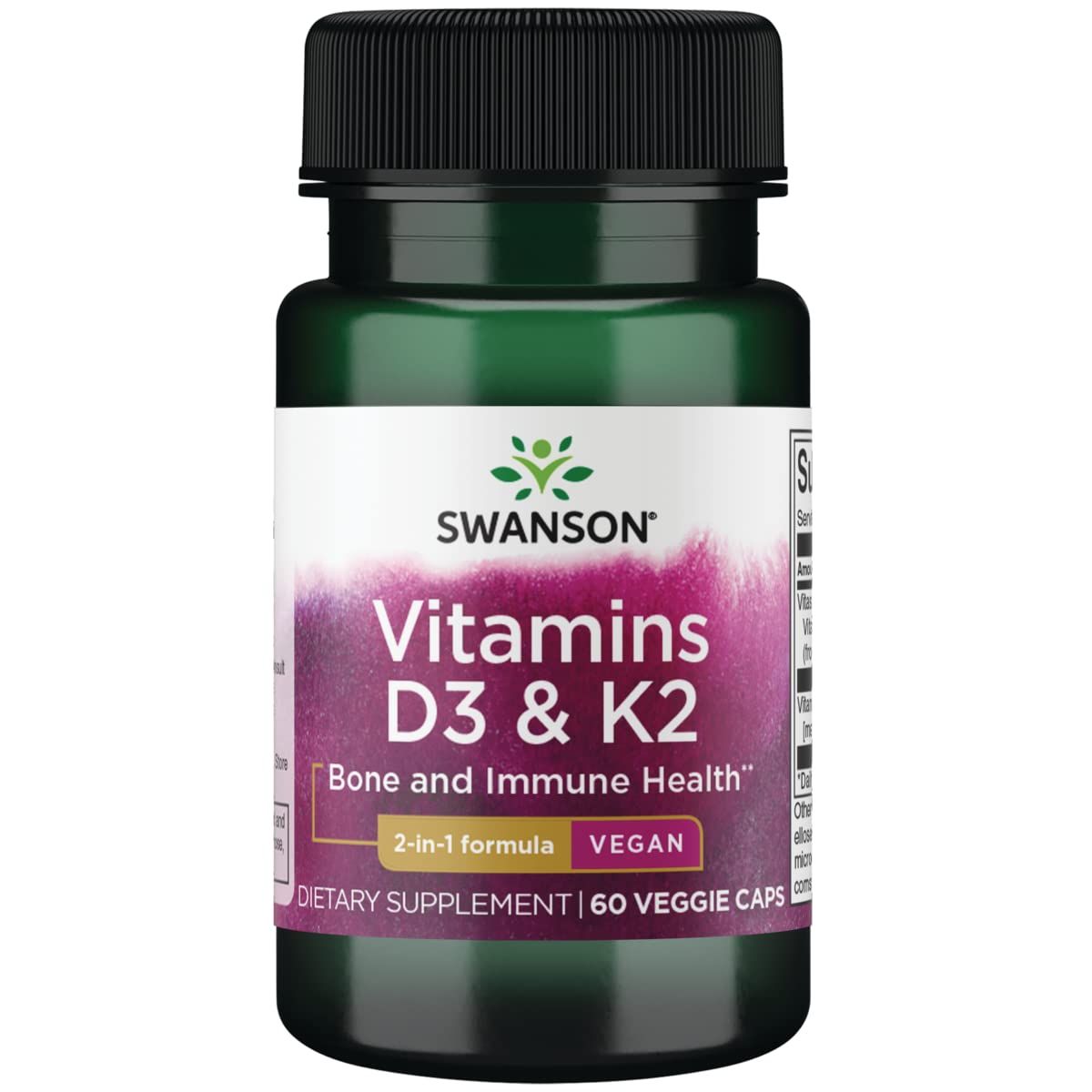 Swanson Vitamins D3 &amp; K2-2,000 Iu &amp; 75 mcg 60 Veg Caps