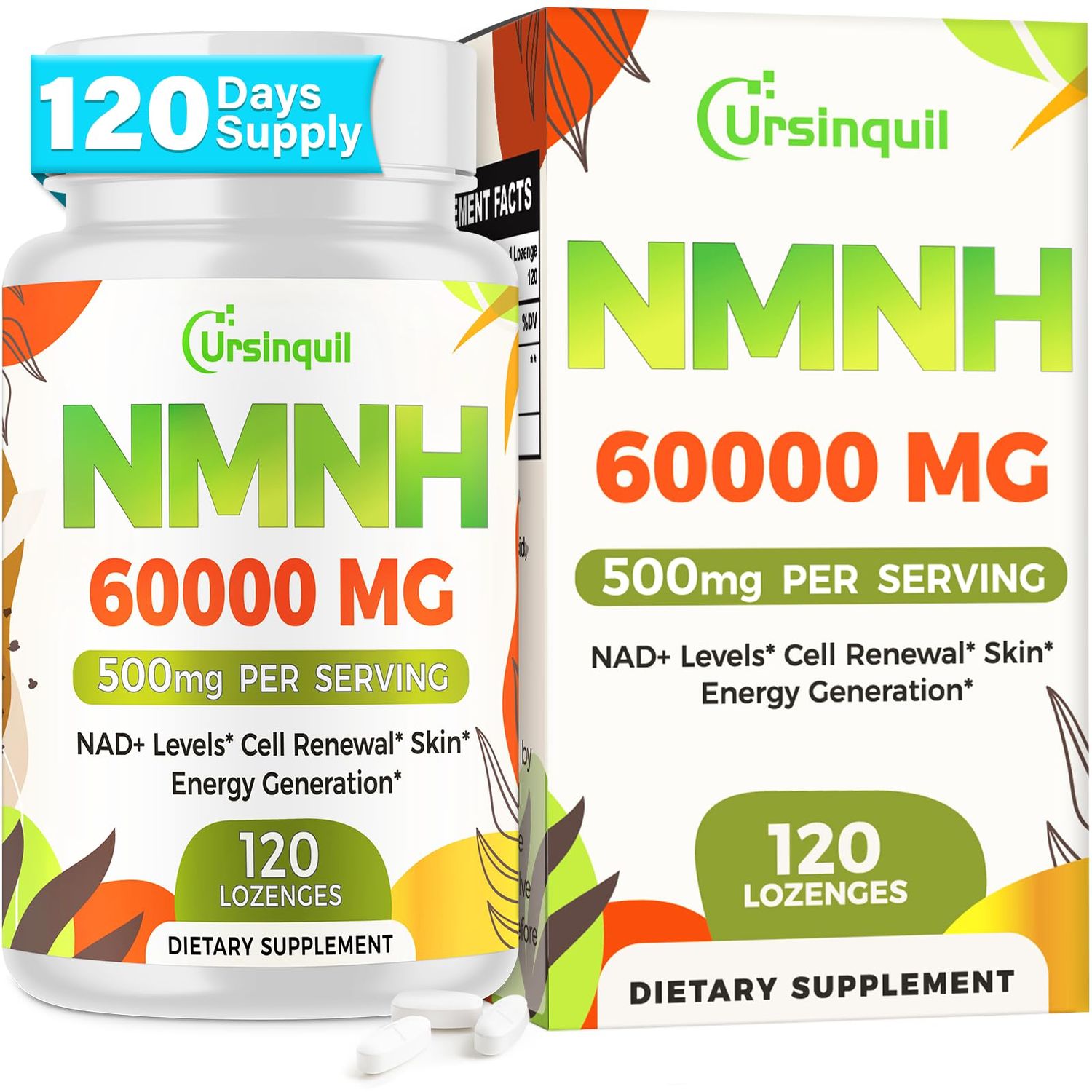 Sublingual NMNH 500mg (Dihydronicotinamide Mononucleotide) (120 Servings, NMNH 500mg per Serving) NAD Supplement to Boost NAD Levels as We Age, for Anti-Aging, Energy, Immunity, Focus - 120 Count