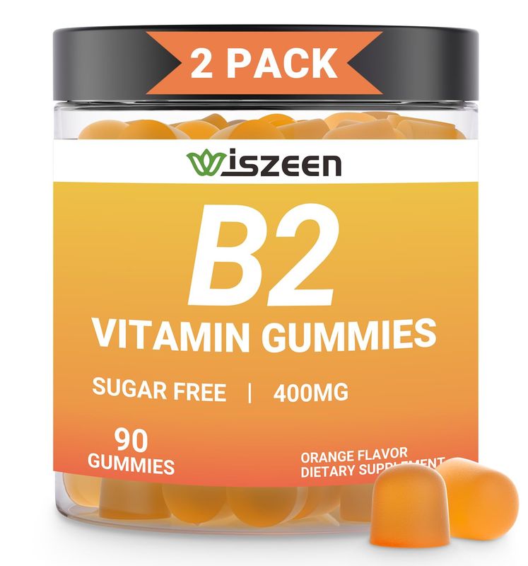 Wiszeen Vitamin B2 Gummies - Riboflavin 400mg Supplement for Kids &amp; Adults - B2 Riboflavin Gummies B2 Vitamins with Magnesium, CoQ10