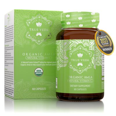 Organic Amla Capsules - Vitamin C | USDA Organic Certified | Whole Food Plant Based Vitamin C | Amalaki Supplement | Derived from Amla Fruit | Indian Gooseberry | Vegan | Ayurveda | 60 Amala Pills