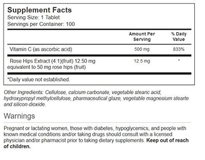 Vitacost Vitamin C with Rose Hips - Delayed Release - 500 mg - 100 Tablets