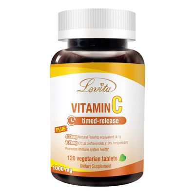 Lovita Vitamin C 1000mg with Bioflavonoids &amp; Rose HIPS, Timed Release Vitamin C, High Potency Vitamin C to Boost Healthy Immune Function, 120 Vegetarian Tablets for 4 Month Supply