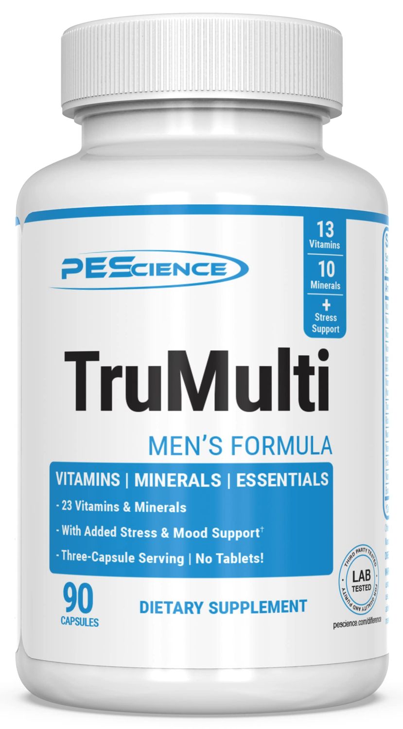PEScience TruMulti Men&#39;s, Multivitamin with Premium Quality Vitamin C, D, Zinc for Immune &amp; Stress Support, 90 Capsules