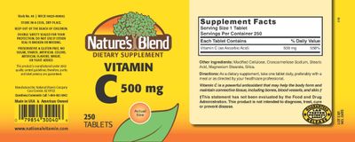 Nature's Blend Vitamin C 500 mg 250 Tablets