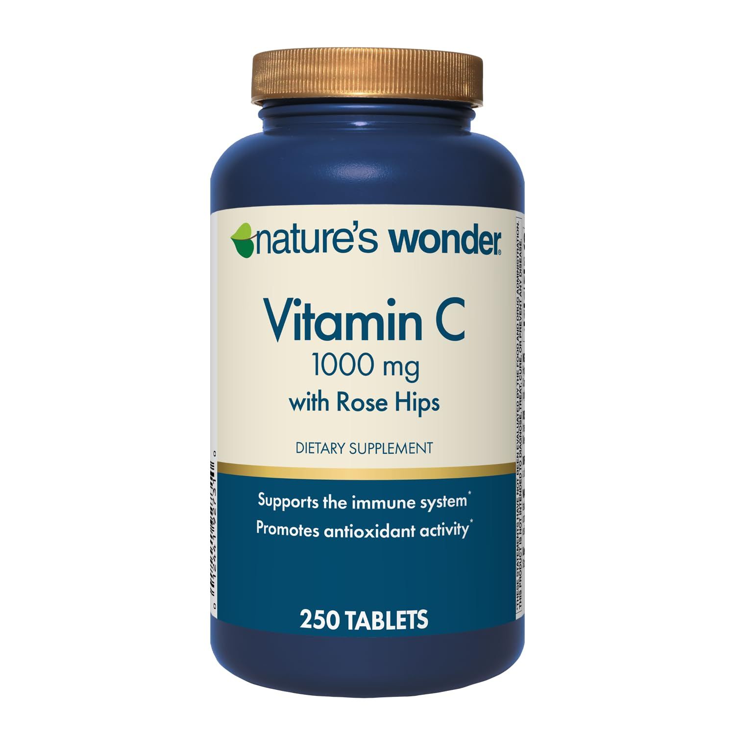 Nature&#39;s Wonder Vitamin C 1000 mg with Rose Hips Tablets for Immune Health, 250 Servings, 250 count