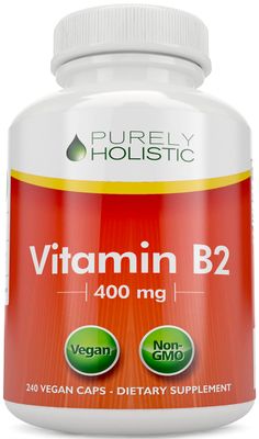 Purely Holistic Vitamin B2 Riboflavin 400mg - 240 Vegan Capsules, 8 Month Supply - High Strength B2 Vitamins - Non GMO &amp; Gluten Free - Supports Energy Production &amp; Cellular Health