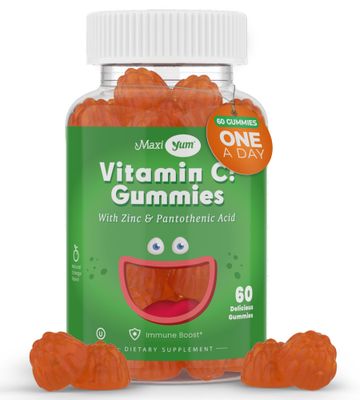 Vitamin C Gummies with Zinc - Maxi-Health Vitamin C with Zinc for Children and Adults - Respiratory Support and Immune Booster - No Preservatives and Artificial Flavors - 60 Fruit Shaped Gummies