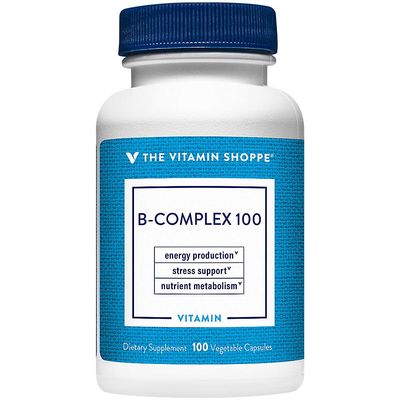 B Complex 100 - Supports Energy Production, Nervous System Function &amp; Nutrient Metabolism - Excellent Source of B1, B2, B6, B12, Niacin, Folic Acid &amp; Biotin (100 Veggie Caps) by The Vitamin Shoppe