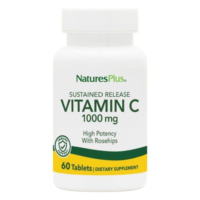 Natures Plus Vitamin C with Rose HIPS, Sustained Release - 1000 mg Ascorbic Acid, 60 Vegetarian Tablets -Gluten-Free - 60 Servings