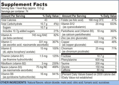 Life Enhancement Wow Drink Powder | with B12, Niacin, Caffeine, Taurine, Phenylalanine, Vitamin C, &amp; More | 60 Servings