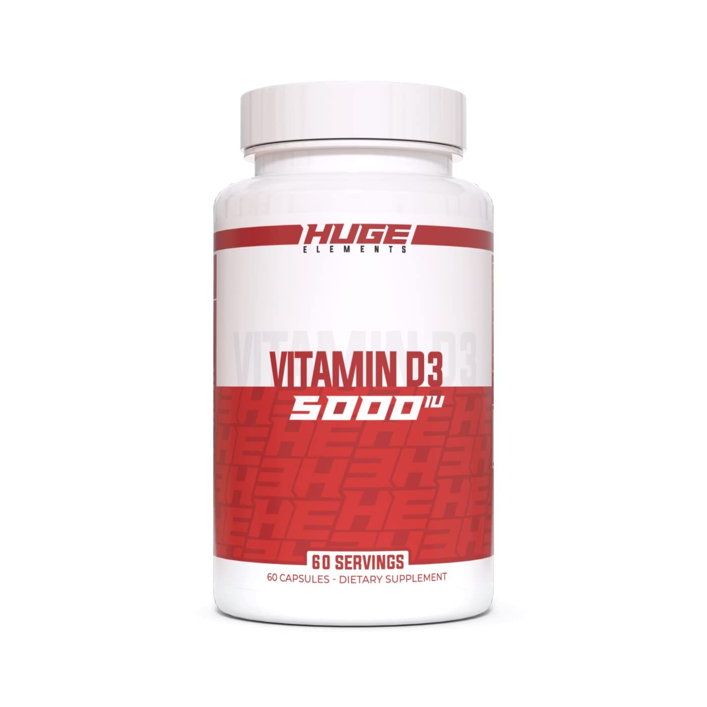 Huge Supplements Vitamin D3, 5000 IU (125mcg) per Serving, Non-GMO, Gluten-Free, Soy-Free - Supports Immune System, Bone Health, and Mood (60 Capsules)