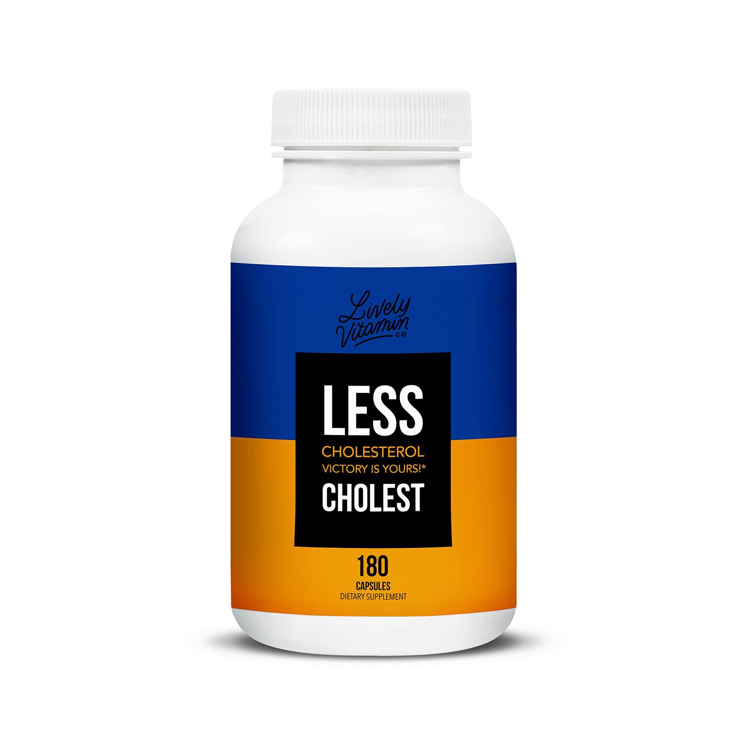 LIVELY VITAMIN CO. Less Cholest - Balanced Cholesterol &amp; Circulatory Health - Statin Free - Red Yeast Rice - Bergamot - Resveratrol - CoQ10 - Gluten, Dairy, Soy-Free - 180 Vegan Capsules