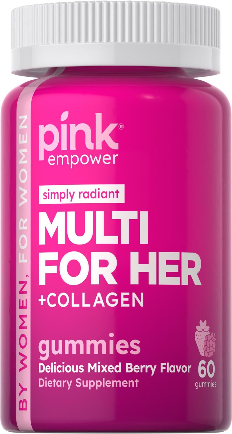 PINK Multivitamin Gummies for Women | Non-GMO &amp; Gluten Free | Plus Collagen &amp; Biotin | Mixed Berry Flavor