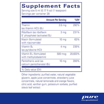 Pure Encapsulations B-Complex Liquid - Liquid Vitamin B Complex - for Nerve & Energy Metabolism* - Gluten Free & Vegetarian - 4.73 oz (140 mL)