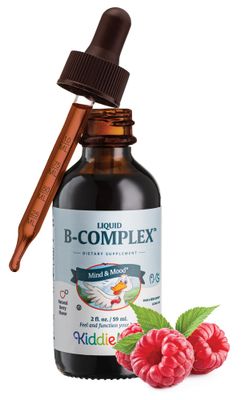 Raspberry Liquid Vitamin B Complex - Vitamin Supplement with Vitamin B12 - Sublingual B Vitamins Complex Drops for Kids with B1 B2 B3 B5 B6 Biotin Folic Acid - For Energy &amp; Brain Function, 2 fl. oz.