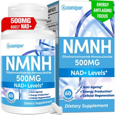 NMNH (Dihydronicotinamide Mononucleotide) 500MG/Serving Purity NMNH Supplement to Boost NAD+ Levels as We Age, NAD NMNH Supplement for Anti Aging, Energy, Immunity, Focus - 60 Capsules (Take 1 Daily)