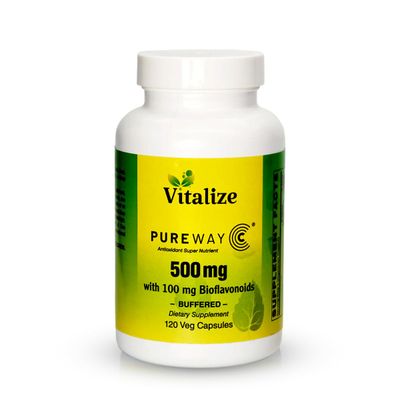 Vitalize - PUREWAY-C 500 MG BUFFERED | Vitamin C Supplement | Supports Wound Healing and Immune System | Ascorbic Acid Vitamin C | Efficient Cellular Absorption | Each Bottle Contains 120 Veg Tablets