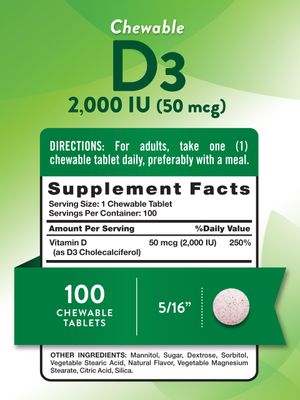 Nature's Truth Chewable Vitamin D3 2,000 IU | 100 Tablets | Berry Flavor | Vegetarian, Non-GMO, &amp; Gluten Free Supplement