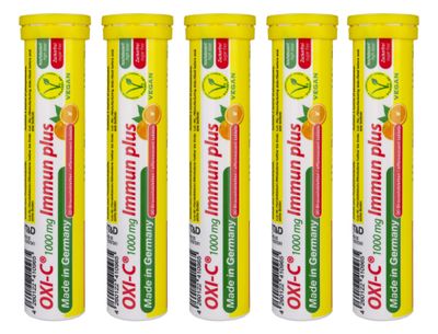 T&amp;D Oxi C 1000 mg Vitamin C - 100 Vegan Drink Effervescent Tablets - Orange Flavor - Made in Germany