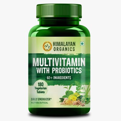 Himalayan Organics Organics Multivitamin with Probiotics - 45 Ingredients for Men and Women with Vitamin C, D, E, B3, B12, Zinc, Giloy and Biotin (180 Tablets)