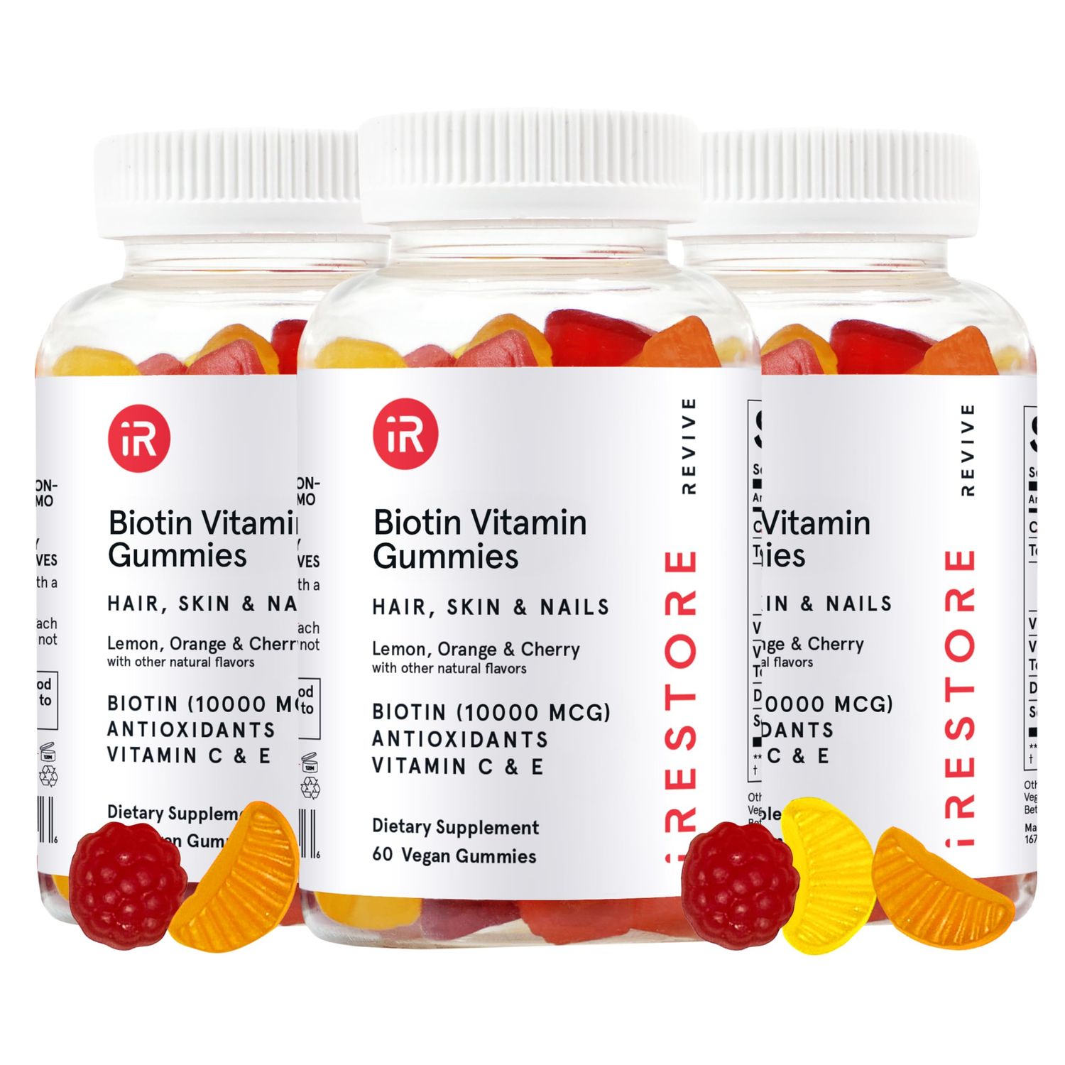 iRestore Hair Gummy Vitamins, Vegan Biotin Gummies for Hair Skin and Nails, Hair Gummies, Biotin Gummies for Hair Growth Biotin Vitamins for Women &amp; Men, Biotin 10,000mcg, 3PK