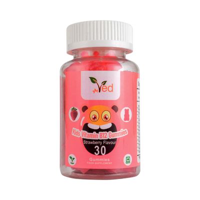 VED Kids Vitamin B12 Gummies for Vitamin B12 Supplement, Energy &amp; Immune System - Vegan - 15 Days Supply, 30 Chewable Kids Vitamins Gummies.(15 Days Supply)