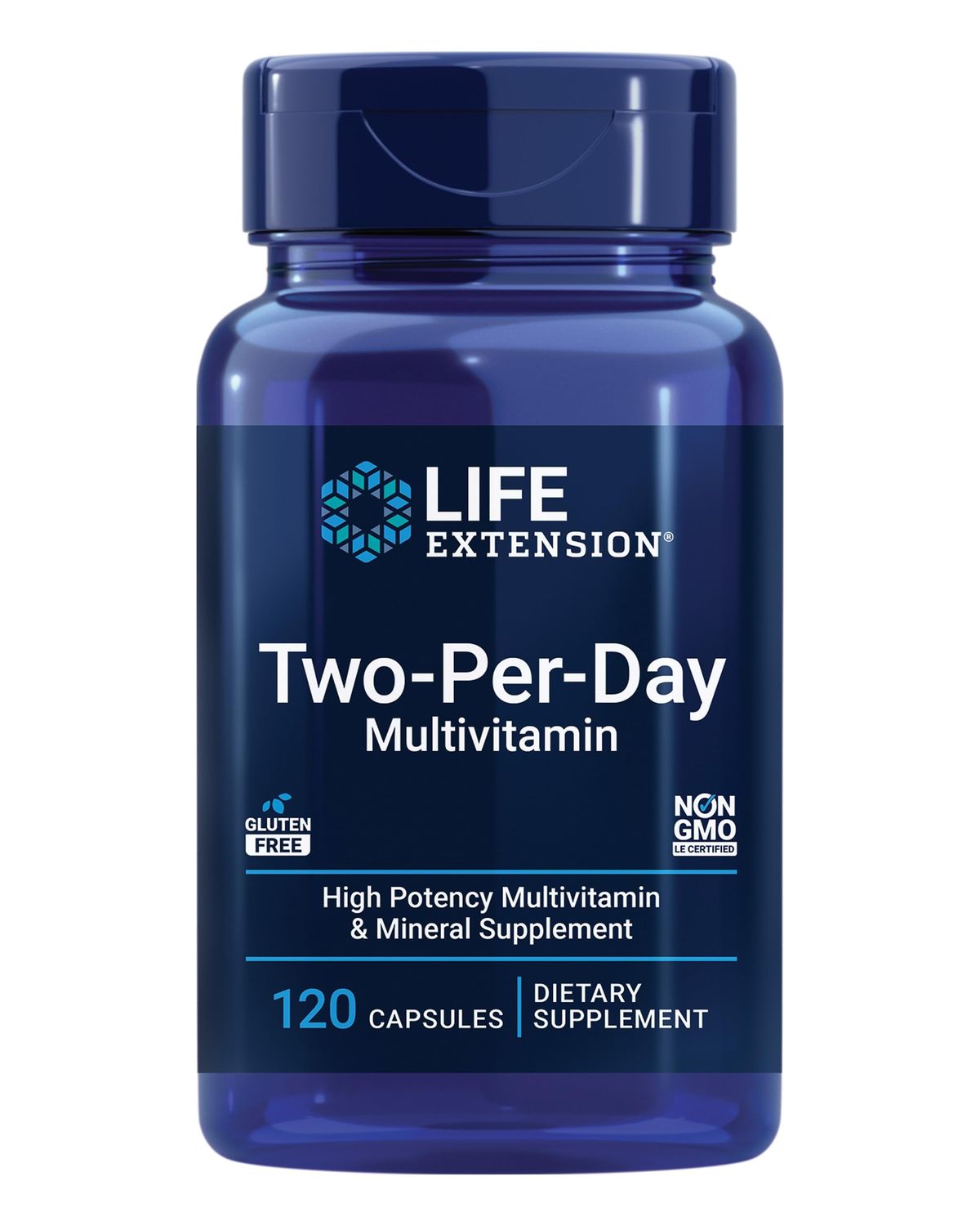 Life Extension Two-Per-Day Multivitamin, Vitamins B, C, D, zinc, Packed with Over 25 Vitamins, Minerals &amp; extracts, Two-Month Supply, Non-GMO, Gluten-Free, 120 Capsules