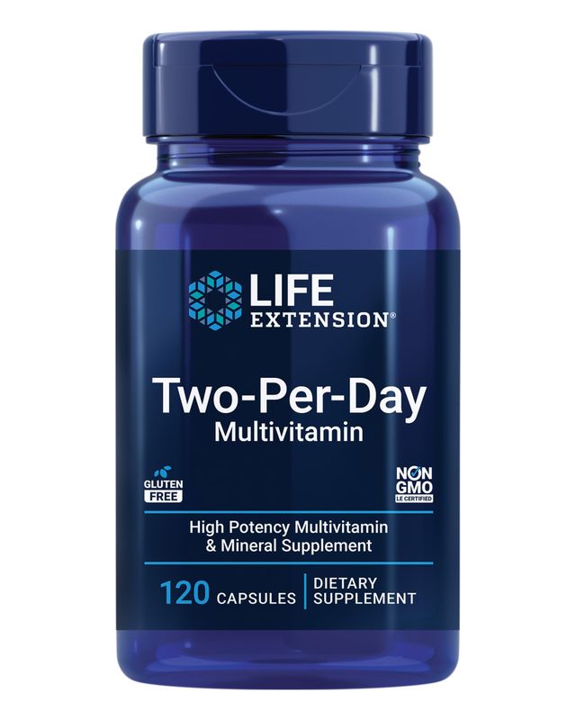 Life Extension Two-Per-Day Multivitamin, Vitamins B, C, D, zinc, Packed with Over 25 Vitamins, Minerals &amp; extracts, Two-Month Supply, Non-GMO, Gluten-Free, 120 Capsules