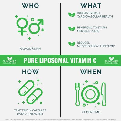 Sundhed Natural Pure Liposomal Vitamin C - 1200mg Immune System & Collagen Health Booster, Helps Anti Aging Skin Vitamins, Sodium Ascorbate, Sunflower Lecithin, Lypo Spheric - 60 Capsules