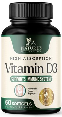 Vitamin D3 Supplement 5000iu (125 mcg) - High Potency Vitamin D Dietary Supplement for Bone, Teeth, Muscle and Immune Health Support - Rapid Absorption D3 Softgel, Non-GMO, Gluten Free - 60 Softgels
