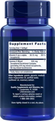Life Extension Gamma E Mixed Tocopherols &amp; Tocotrienols 60 Softgels (Pack of 2)