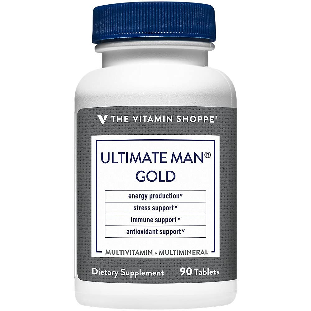The Vitamin Shoppe Ultimate Man Multivitamin - High Potency Energy &amp; Antioxidant Blend - Comprehensive Daily Multi-Mineral Supplement for Optimal Mens Health - Gluten &amp; Dairy Free (90 Tablets)