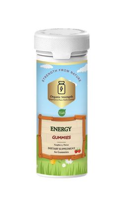 Organic Strength Vegan Energy Gummies: Ignite Your Day with Natural Vitality with 100mcg of Vitamin B12 (60 Count)