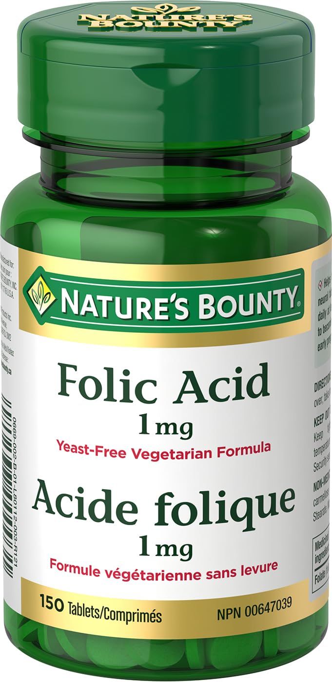 Nature&#39;s Bounty Folic Acid 1 mg 150 Tablets (Packaging May Vary)