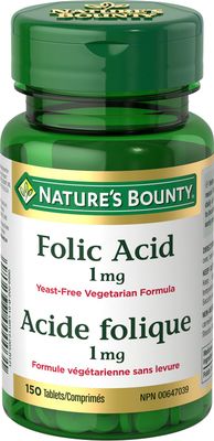 Nature&#39;s Bounty Folic Acid 1 mg 150 Tablets (Packaging May Vary)