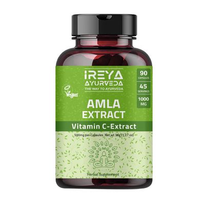 Ireya Ayurveda Amla Fruit Extract Capsules (90 Capsules) 1000mg - Amla Capsules Vitamin C Extract Capsules | Vegetarian &amp; Vegan Friendly | 45 Day Supply Emblica Amalaki Capsules