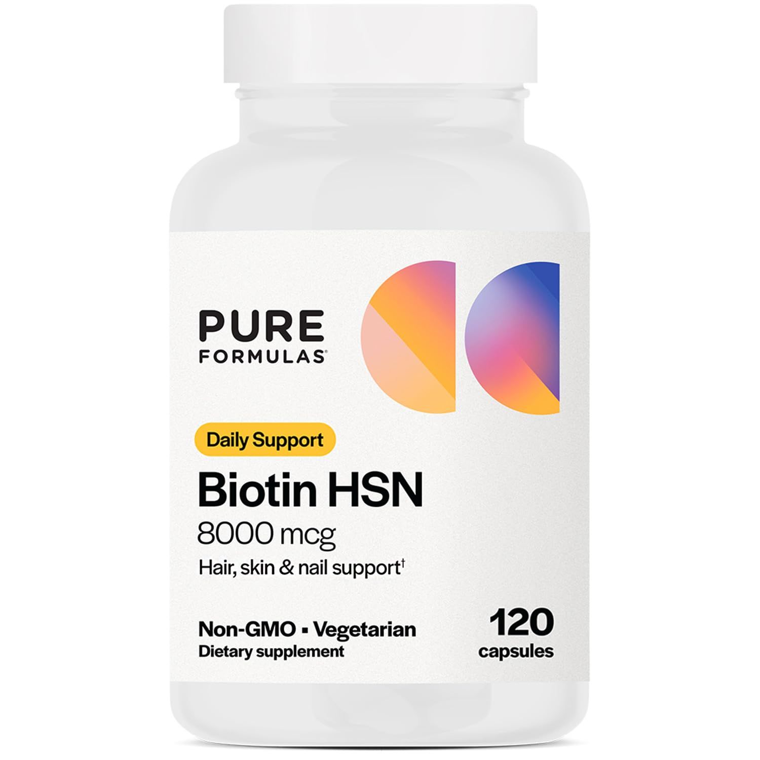 PureFormulas Biotin 8000 mcg Hair Skin Nails Biotin Supplement Biotina, Biotin Hair Growth Vitamins Biotin Vitamins for Hair Growth B7 Hair Supplement Hair Growth Vitamins for Women &amp; Men 120 Capsules