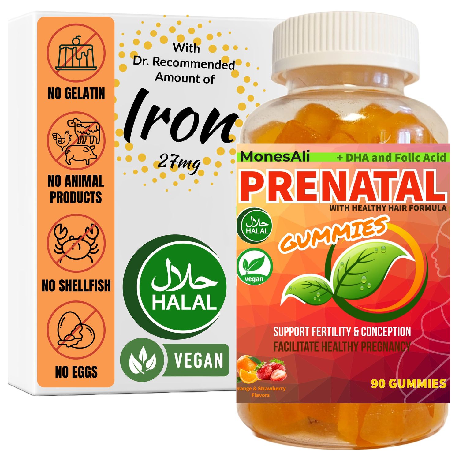 MonesAli, Zamzam Prenatal Vitamins, Halal Prenatal Vitamins for Women, Womens Multivitamin Gummy, Prenatal Gummies, Prenatal Vitamins with Iron, Vegan Prenatal Vitamins, Pregnancy Must Haves
