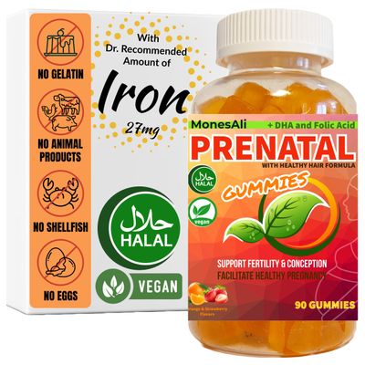 MonesAli, Zamzam Prenatal Vitamins, Halal Prenatal Vitamins for Women, Womens Multivitamin Gummy, Prenatal Gummies, Prenatal Vitamins with Iron, Vegan Prenatal Vitamins, Pregnancy Must Haves