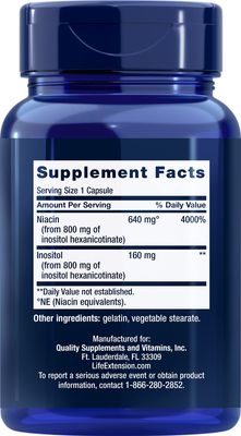 Life Extension No Flush Niacin 640 mg, 100 Capsules (Pack of 2)