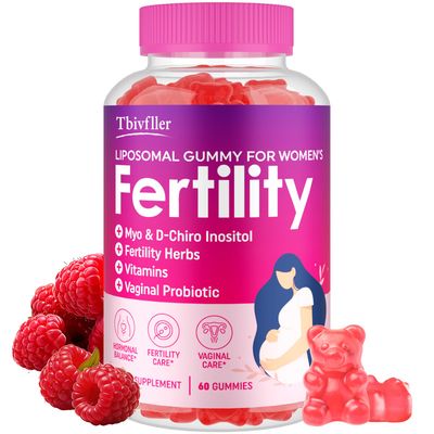 Fertility Supplements for Women, Prenatal Vitamins for Women with Myo-Inositol &amp; D-Chiro Inositol, Folate, Herbs, for Hormonal Balance*, Fertility* &amp; Vaginal Care*, 60 Prenatal Gummies (Raspberry)