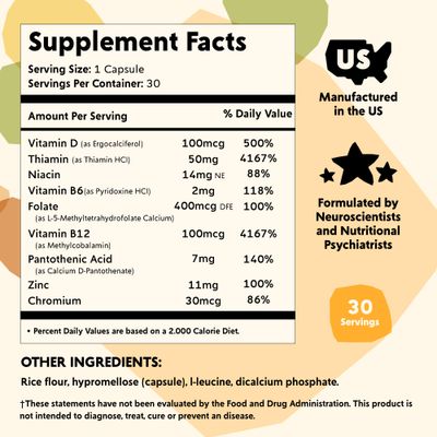 Vitamin B Complex Mood Support Supplement by PYM (30 Count)| Methylated B Complex for Everyday Mood & Energy Support | Non-GMO, Vegan, Gluten-Free