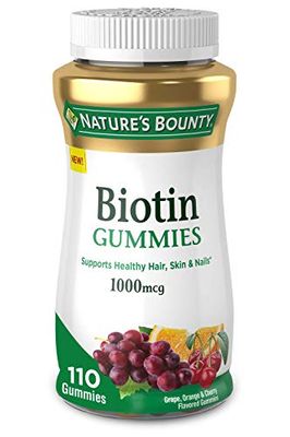Biotin by Nature&#39;s Bounty, Vitamin Supplement, Supports Healthy Hair, Skin, and Nails, Fruit Flavored Gummies, 1000 mcg, 110 Count
