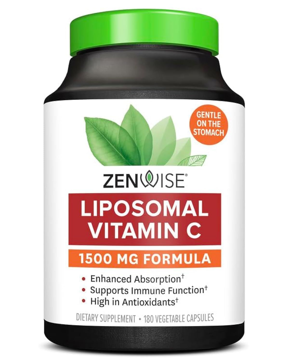 Zenwise Health Liposomal Vitamin C Supplement, 1500 MG Enhanced Absorption Organic Vitamin C Liposomal for Antioxidant, Immune, Natural Energy Boost, and Skin Care Support - 180 CT