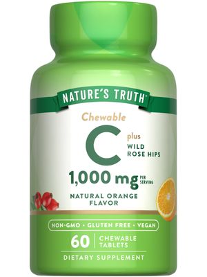 Nature&#39;s Truth Chewable Vitamin C with Rose Hips | 500 mg | 60 Tablets | Vegetarian, Non-GMO &amp; Gluten Free Supplement