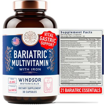 Bariatric Multivitamin with Iron - 45mg Iron Easy to Swallow, One a Day Bariatric Vitamins for Women and Men - Gastric Bypass, Gastric Sleeve Recovery - Bariatric Iron Vitamin Multivitamins - 30 Caps