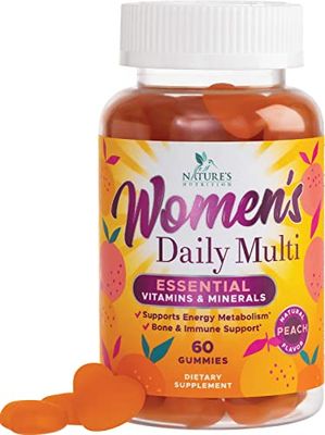 Women&#39;s Complete Daily Multivitamin Gummies - Vitamin A, C, D, E, B6, B12, Biotin &amp; Calcium - Immune Health &amp; Energy Support - Peach Flavored Gummy Vitamins for Women, Non-GMO &amp; Delicious - 60 Count