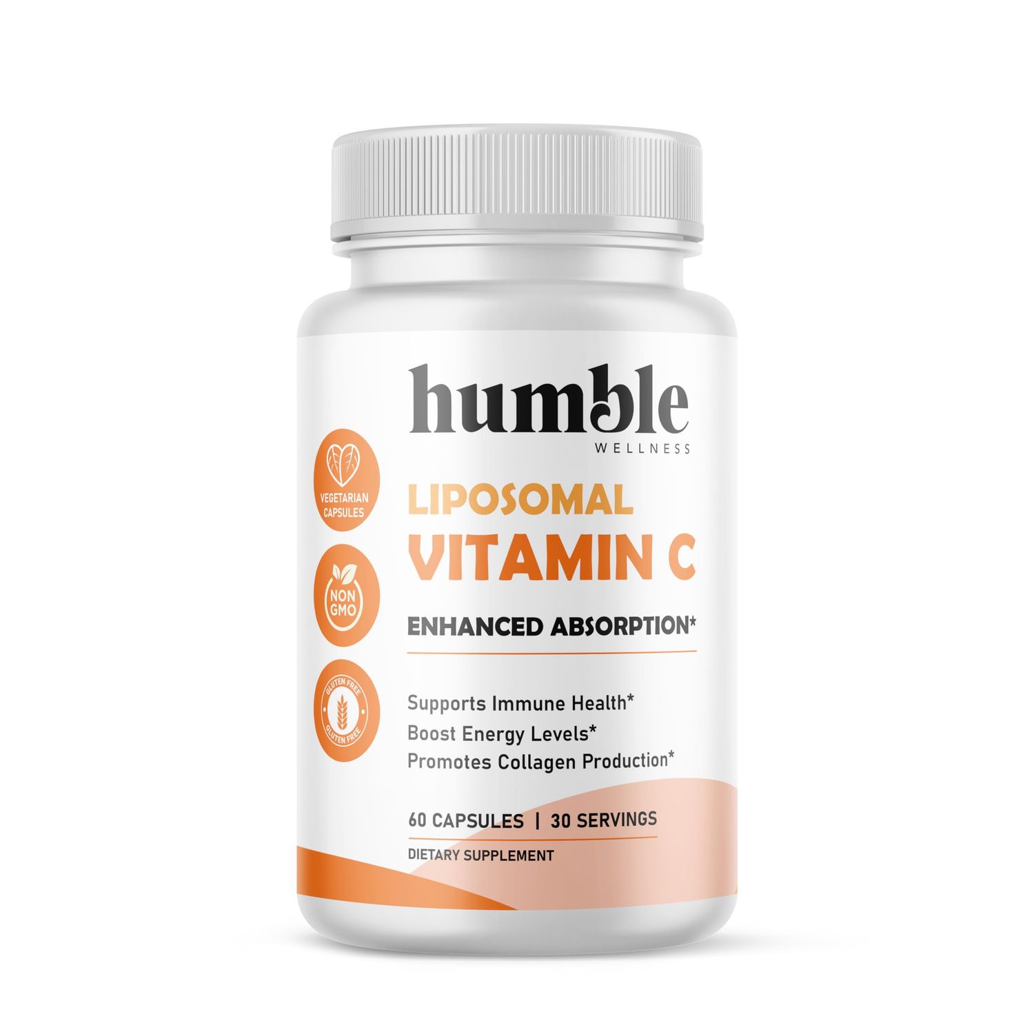 Humble Liposomal Vitamin C - Advanced Absorption Formula | Powerful Antioxidant, Immune Support, Brain Health | Non-GMO, Soy-Free, Gluten-Free, Dairy-Free